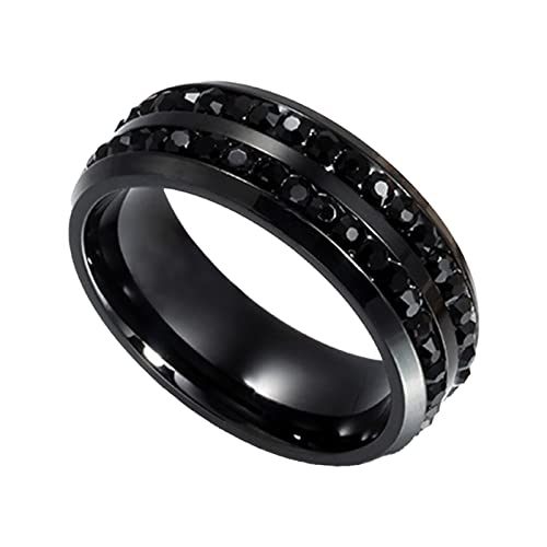 Bulk Ringe Full Herren Zwei von und Damen Universal Ringe Diamant Reihen Ringe Einfache Ringe für Frauen, Schwarz , 38 von Yinguo