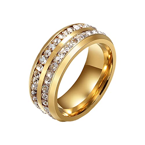 Bulk Ringe Full Herren Zwei von und Damen Universal Ringe Diamant Reihen Ringe Einfache Ringe für Frauen, gold, 33 cm von Yinguo