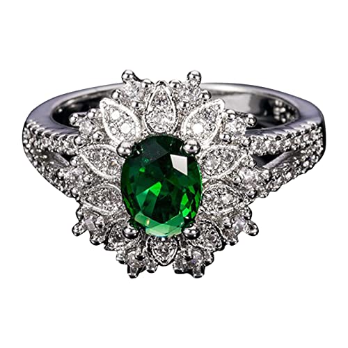Creative Accessories High End Luxus Full Diamond Micro Set Zirkon Damen Ring Verlobungsring Faltbare Ringe, armee-grün, 7 von Yinguo