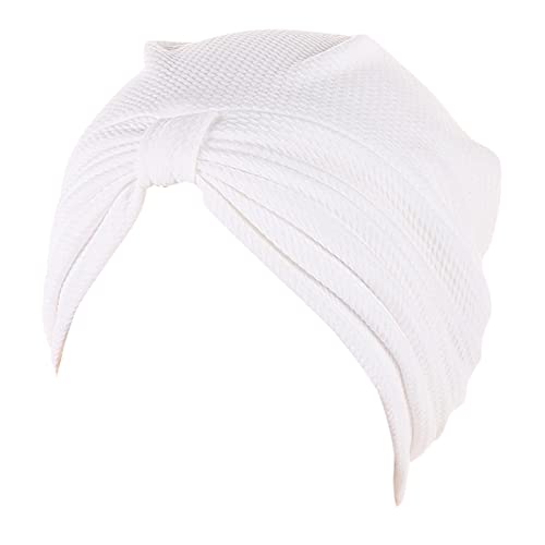 Damen Knoten Stirnband Krebs Kopf Hut Kappe Ethno Bohemian Floral Hair Cover Wrap Turban Kopfbedeckung Turban Kappe für Damen Herren Haarbänder (weiß, Einheitsgröße) von Yinguo