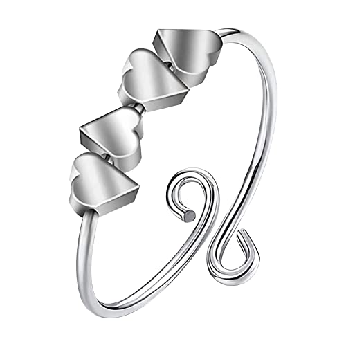 Damen Liebe Herz Drehbarer Dekompressionsring Einfacher Modeschmuck Beliebte Accessoires Ring für Mädchen 10-12, a, Einheitsgröße von Yinguo