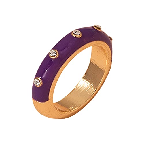 Damen-Ring, Emaille, Hip-Hop-Mode, Retro-Design, Größe 8, violett, A von Yinguo