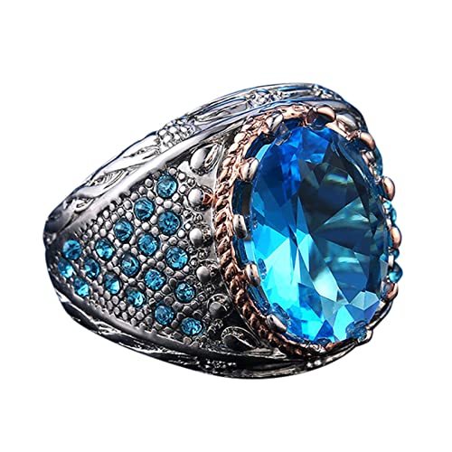 Diamant Ringe Damen Ringe Damen Begleiter Ringe Fingerringe Vintage Ringe Klassischer Schmuck Mädchen Damen Alt Schmuck, blau, 7 von Yinguo