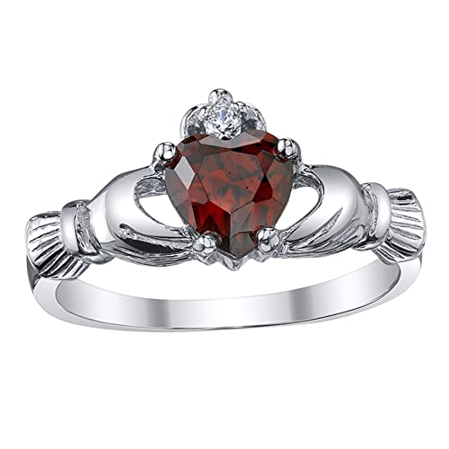 Dünne Ringe für Frauen Hand halten Liebe Strass Ring Mode Exquisite Liebe Herz Krone Form Finger Ring Chic Herz Form Kristall Frauen Ring 6 9, rot, 34 von Yinguo