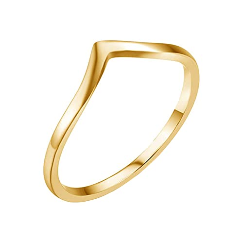 Einfacher Temperament-Silberring, weiblich, modisch, Persönlichkeit, Ring, Freundinnen, Handschmuck, einfache Damen, trendig, zierliche Ringe im Set, gold, B von Yinguo