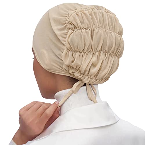 Einfarbige Netzbandage für Damen, atmungsaktiv, elastischer Gürtel, Kappe, Schal, Kopftuch, Mädchen-Haarband (C-Beige, Einheitsgröße) von Yinguo