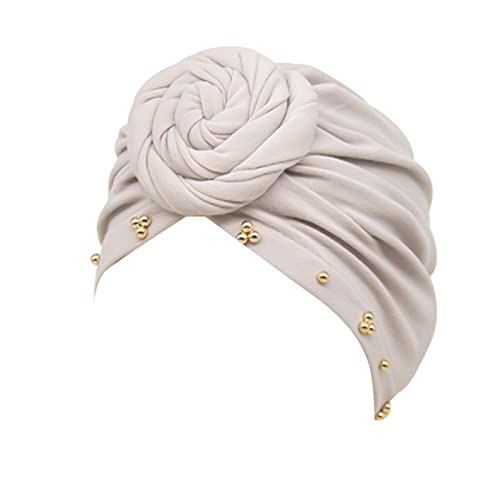 Einfarbiges Damen-Stirnband, Kappe, Perlenplatte, Blume, untere Kappe, Stirnband, weibliches Hundekot-Stirnband (Grau-C, Einheitsgröße) von Yinguo