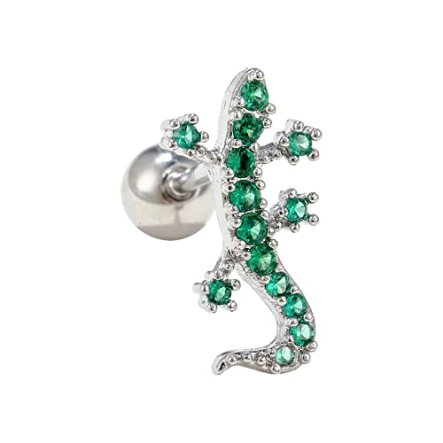 Einzel Kreative Kleine Tier Ohrringe Gecko Grün Zirkon Ohrstecker Piercing Ball Ohr Knochen Ohrstecker Frauen S Ohrringe, C, Einheitsgröße, Creolen von Yinguo