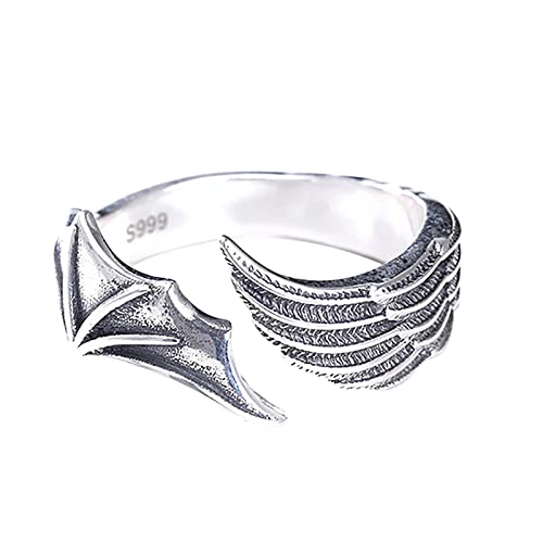 Engel und Teufelsflügel Ring für Damen und Herren, Persönlichkeit, Retro, einzelner Ring, beliebter Stil, offener Ring, stapelbarer Ring, hot pink, Einheitsgröße von Yinguo