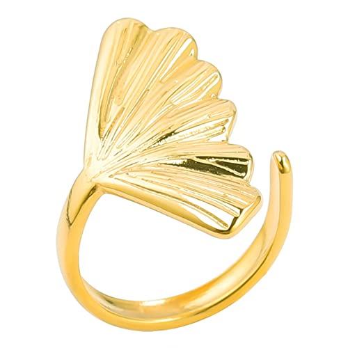 Fischschwanz-Ring offener Vintage-Stahl-Edelstahl-Ring und verstellbare Herren-Damen-Ringe trendige Ringe für Teenager-Mädchen-Ring Schmuck, gold, Einheitsgröße von Yinguo