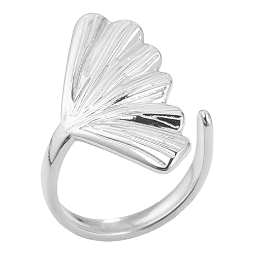 Fischschwanz-Ring offener Vintage-Stahl-Edelstahl-Ring und verstellbare Herren-Damen-Ringe trendige Ringe für Teenager-Mädchen-Ring Schmuck, silber, Einheitsgröße von Yinguo