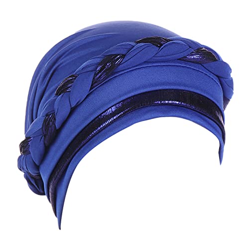 Frauen Zopf Turban Hüte Hut Kappe Haarhaube Kopftuch Wrap Abdeckung Work Out Stirnbänder für Männer (Blau-3, Einheitsgröße) von Yinguo