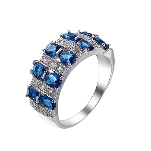 Full Diamond Rings Ladies Rings Ladies Companion Rings Finger Rings Ladies Rings Classic Jewelry Girls Ladies Men's Ring Set, blau, 36 von Yinguo