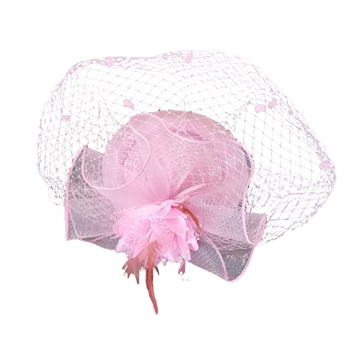 Good Band Hüte für Frauen Fascinatoren Damen Pillbox Blumenhut für Teeparty Cocktail Ball Hochzeit Kirche (Pink-C, Einheitsgröße) von Yinguo