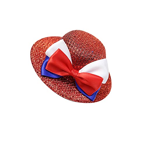 Haarspange Bulk Independence Day Haarspange Party Dressing Supplies Top Hat Schleife Haarspange Mädchen Bunter Schmuck für Frauen 4. Juli Haarschmuck Haarspangenhalter (rot, Einheitsgröße) von Yinguo