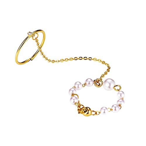 Handketten-Set Ring Armband Kette Quaste Kristall Armband Strass Fingerarmband Fingerkette Schmetterling Ring Armband Handgeschirr Handschmuck für Frauen und Mädchen Größe Ringe, gold, Einheitsgröße von Yinguo