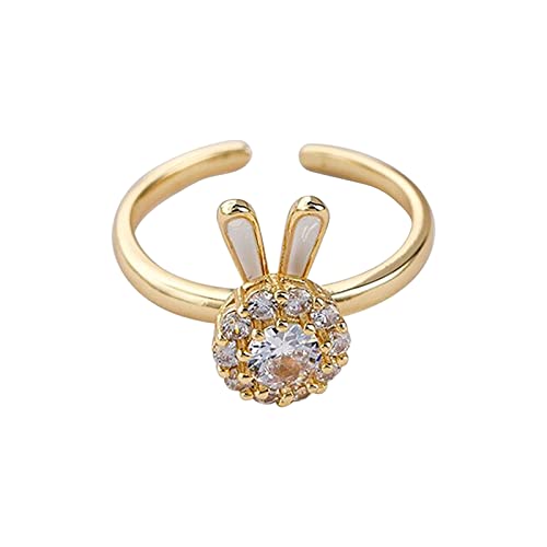 Herren Rungen Kaninchen Ring Weiblicher Niedlicher Drehbarer Fingerring Damen Niedlicher Ring Kaninchen Drehen Diamant Ring, gold, Einheitsgröße von Yinguo
