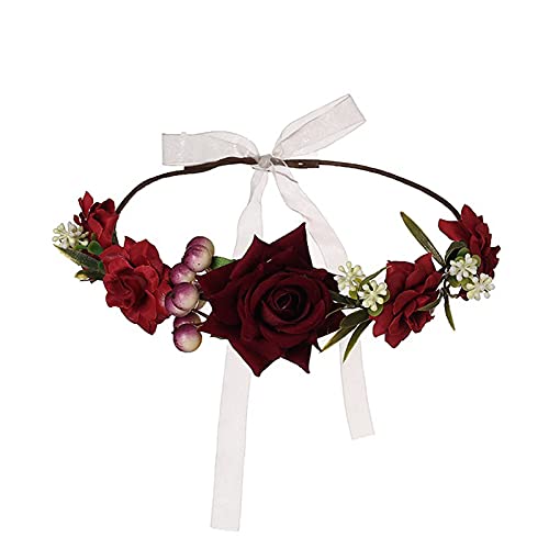 Herren Schweißband Stirnband Haarband Blumengirlande Blumenkrone Damen Haarband Kranz Stirnband (b-E, Einheitsgröße) von Yinguo