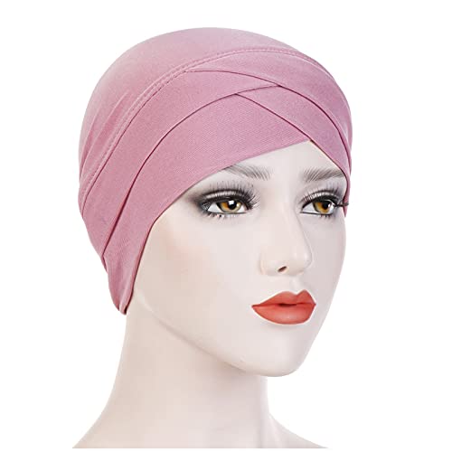 Hut Indischer Stoffhut Muslimischer Turban Kristall Leinen Stretch Stirn Frauen Bottoming Hat Baseball Caps 47' Marke (Hot Pink #2, One Size) von Yinguo