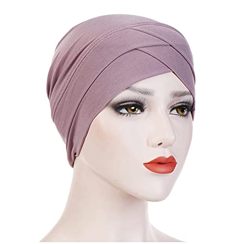 Hut Indischer Stoffhut Muslimischer Turban Kristall Leinen Stretch Stirn Frauen Bottoming Hat Baseball Caps 47' Marke (Rosa #2, Einheitsgröße) von Yinguo