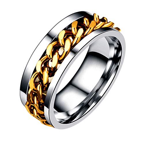 Kette Ehering Titan Stahl Band Herren Punk drehbar Spin Edelstahl Ring Accessoire Schmuck für Teenager Mädchen Ringe, gold, L von Yinguo