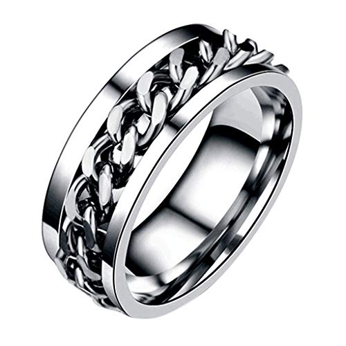 Kette Ehering Titan Stahl Band Herren Punk drehbar Spin Edelstahl Ring Accessoire Schmuck für Teenager Mädchen Ringe, silber, xl von Yinguo