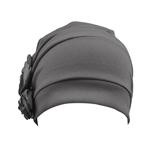 Komfort Stirnbänder Kopfhut Kappe Ethno Bohemian Pre Tied Braid Hair Cover Wrap Turban Kopfbedeckung Hut Athlete Stirnband (Grau, Einheitsgröße) von Yinguo