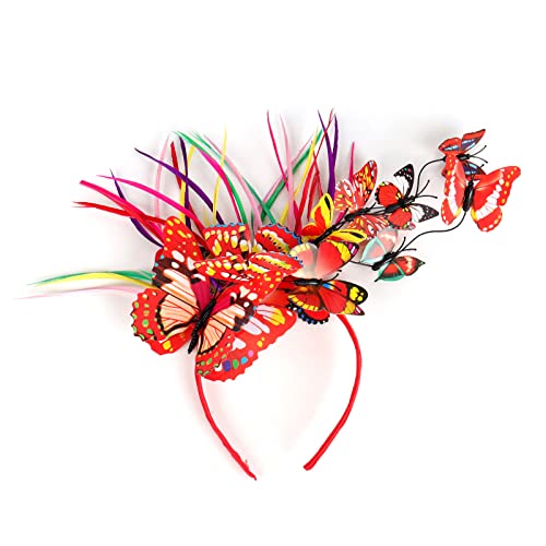 Lockiges Haar Stirnbänder Außenhandel Simulation Kunststoff Schmetterling Haar Hoop Party Haarschmuck (2-Orange, Einheitsgröße) von Yinguo