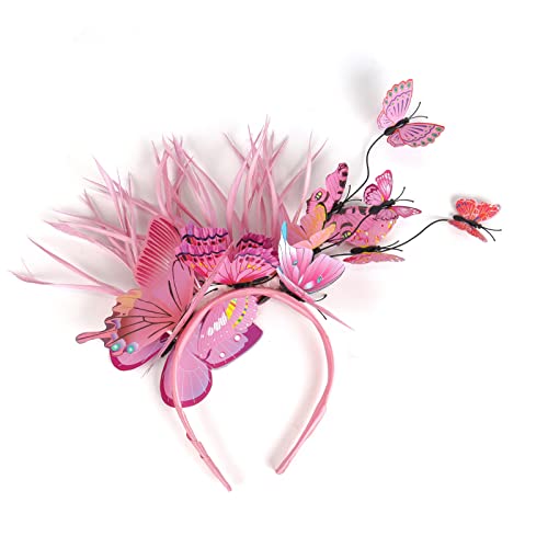 Lockiges Haar Stirnbänder Außenhandel Simulation Kunststoff Schmetterling Haar Hoop Party Haarschmuck (2-Pink, Einheitsgröße) von Yinguo