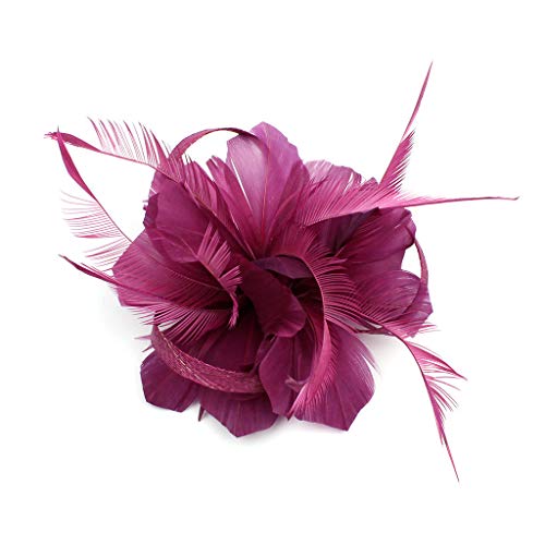 Lockiges Haar-Stirnband, Blumen-Stirnband, Hut für Cocktailball, Hochzeit, Fascinatoren, Damen-Stirnband (1-Lila, Einheitsgröße) von Yinguo