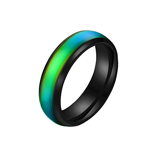 Löffel-Ringe, modischer, thermochromer Edelstahl-Ring, Farbwechsel-Ring, Schmuck, Geschenke, Tippringe, Schwarz , 36 von Yinguo