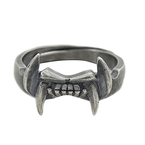 Lustige Persönlichkeit Literarisch Offener Verstellbarer Ring Exquisiter Offener Ring Mode Herren Damen Handschmuck Offener Verstellbarer Ring Verstellbare Ringe Set, dunkelgrau, Einheitsgröße von Yinguo