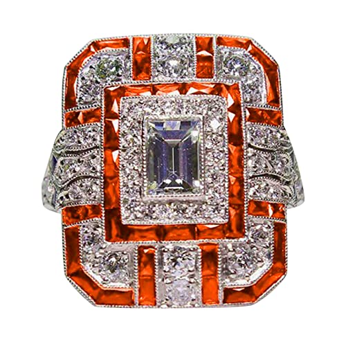 Luxus Voll Diamant Birnenform Ring Schmuck Geburtstag Vorschlag Braut Verlobung Party Ring Nette Ringe, rot, 38 von Yinguo