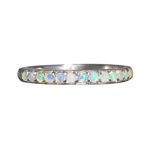 Modischer, exquisiter Opal-Ring für Damen, Verlobungsring, Schmuck, Geschenke, verstellbare Ringe, weiß, 9 von Yinguo