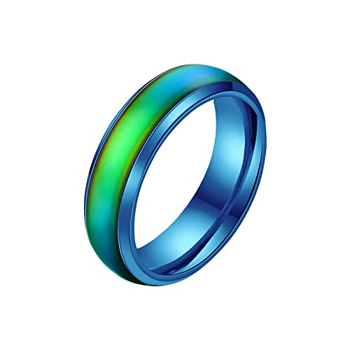 Modischer Ring aus thermoplastischem Edelstahl, Farbwechsel, Schmuck, Geschenke für kleine Mädchen, blau, 38 von Yinguo