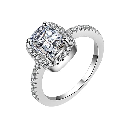 Quadratischer Zirkon und Diamantring für Frauen, Modeschmuck, beliebtes Zubehör für Ehefrau, Ringsortiment für Frauen, weiß, 5 von Yinguo