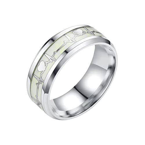 Ring, Light Fashion to Luminous RingCan Ring Day Valentinstag Stacked Luminous Luxus Be Ring New Valentine Geschenk Ring R 2PC Wear Damen Ring Tag Kreative Ringe Faltbare Ringe, g, Einheitsgröße von Yinguo