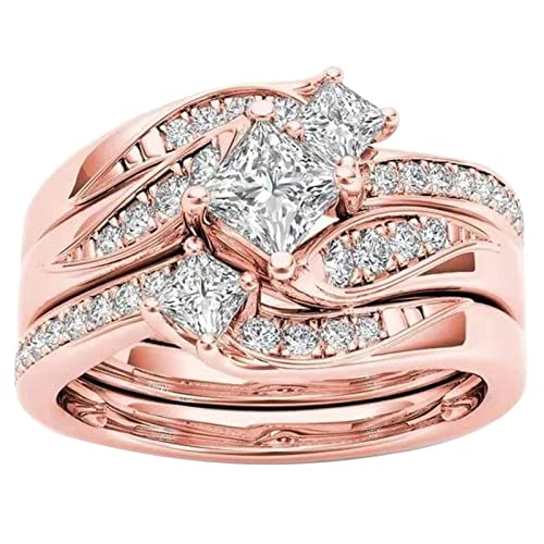 Ring Mädchen Rose Gold Versprechen Ringe Zartes Design Knoten Set Diamant Mode Ring Licht Luxus Hochwertiger Ring Verstellbare Ringe für Teenager Mädchen, rose gold, 36 von Yinguo