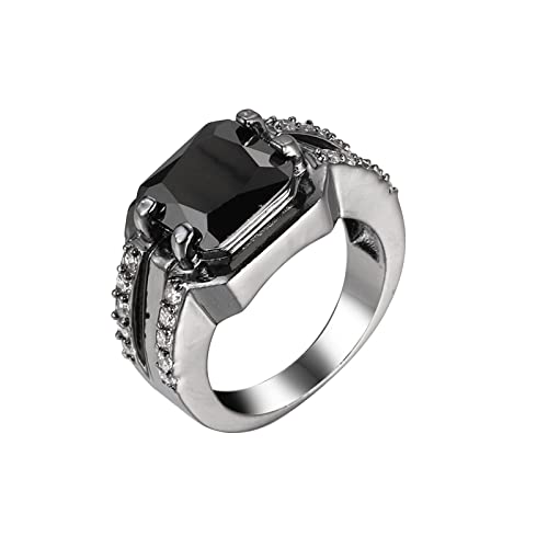 Ring-Set für Herren und Damen, glänzend, schwarzer Kristall, Zirkonia, quadratische Form, Ring, Verlobungsring, Ehering, Schwarz , 36 von Yinguo
