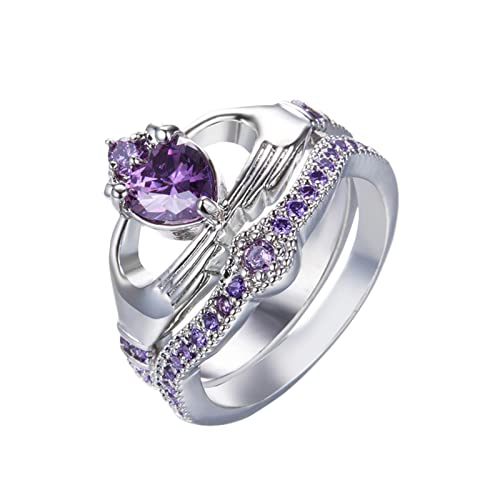 Ring-Set für Verlobungsringe / Hochzeitsringe / Weihnachtsringe, Weiß, violett, 34 von Yinguo