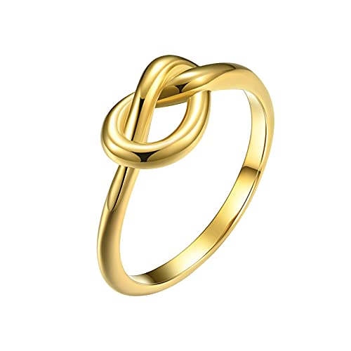 Ringe Bulk Ring Geschenk Herren Ring Titan Damen Schmuck Herz Finger geknotet Frauen Stahlringe Größe 9 Ringe, gold, 7# von Yinguo