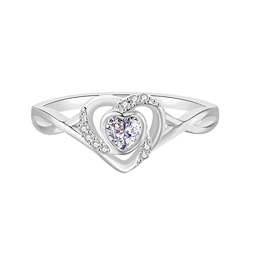 Ringe Mädchen Herz Ring Liebe Strass Ring für Frauen Liebe Hohl Strass Ring, silber, 9 von Yinguo