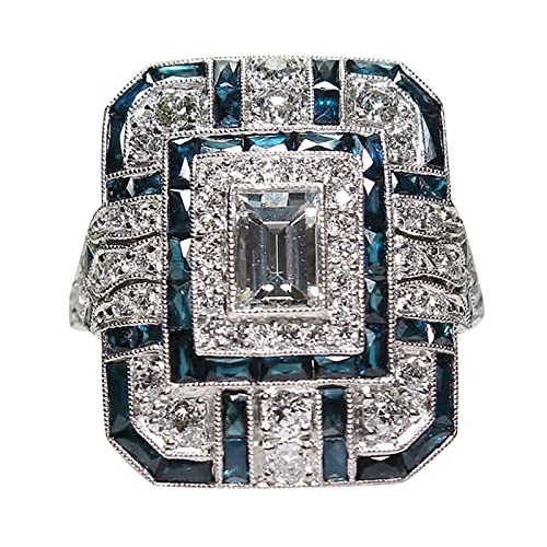 Ringe für Jungen Luxus Volldiamant Birnenform Ring Schmuck Geburtstag Antrag Braut Verlobung Party Ring Stack, blau, 38 von Yinguo