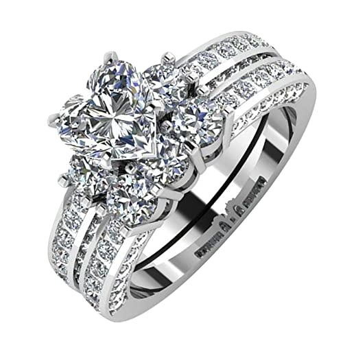 Schöne Ringe für Teenager, Mädchen, vergoldete Ringe, Liebesring, stapelbare Ringe für Damen, Ringe für Damen und Herren, silberfarben, H6 von Yinguo