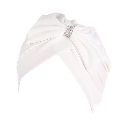 Schweißbänder Stirnbänder Herren Ethno Turban Wrap Kopfbedeckung Bowknot Turban Kopfhut Bohemian Braid Hair Cap Cover Heardband Stirnband Männlich (Weiß, Einheitsgröße) von Yinguo