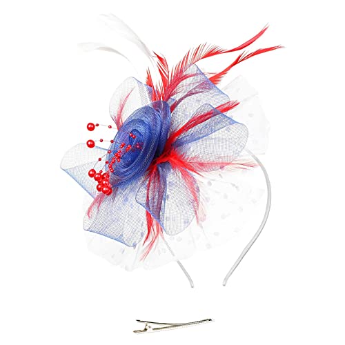 Stirnbänder, Workout-Hut für Frauen, Hochzeit, Blume, Cocktail, Netz, Federn, Haarspange, Teeparty, Stirnband (A-Blau, Einheitsgröße) von Yinguo