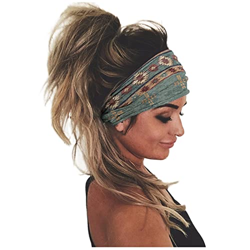 Stirnbänder Leopard Print Elastisches Haar Stirnband Stirnband Bandana Stirnband Frauen Band Wrap Stirnband (A-Grün, Einheitsgröße) von Yinguo