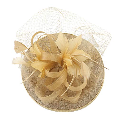 Stirnband Herren Laufzubehör Hutgurt Elegant Hut Clip Blume Damen Party Haar Stirnband Stirnband (D-Gold, Einheitsgröße) von Yinguo