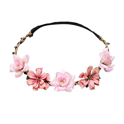 Stirnband Herren Sommer Schöner Kranz Stirnband Kleine Gänseblümchen Rose Stirnband Mädchen Erwachsene Kopfbedeckung Tragen Kopf Kostüm (Rosa, Einheitsgröße) von Yinguo