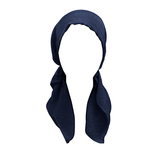 Stirnband Knoten für Frauen Kopfhut Kappe Ethnisch Bohemian Vorgebunden Zopf Haarabdeckung Wrap Turban Kopfbedeckung Hut Metallspule Stirnband (Marineblau, Einheitsgröße) von Yinguo